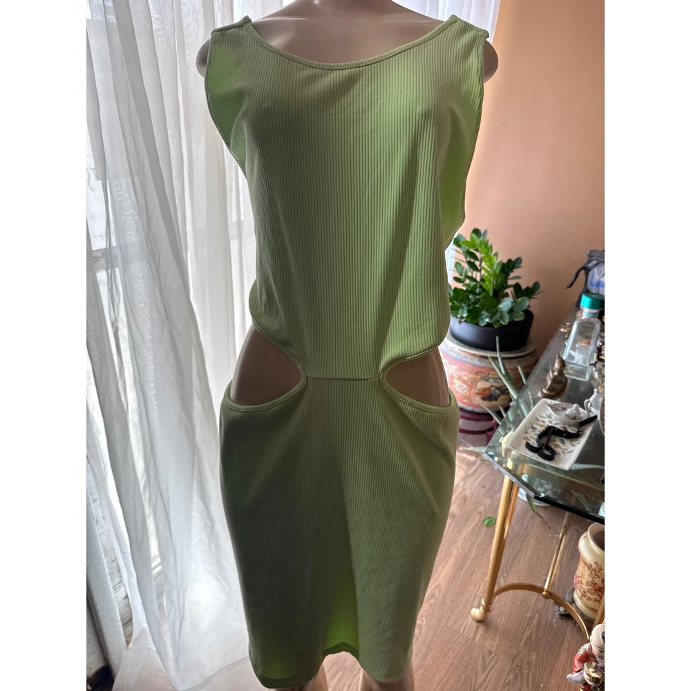Haley & June Lime Green Ribbed Cutout Bodycon Mini Dress Womens 3X Sleeveless